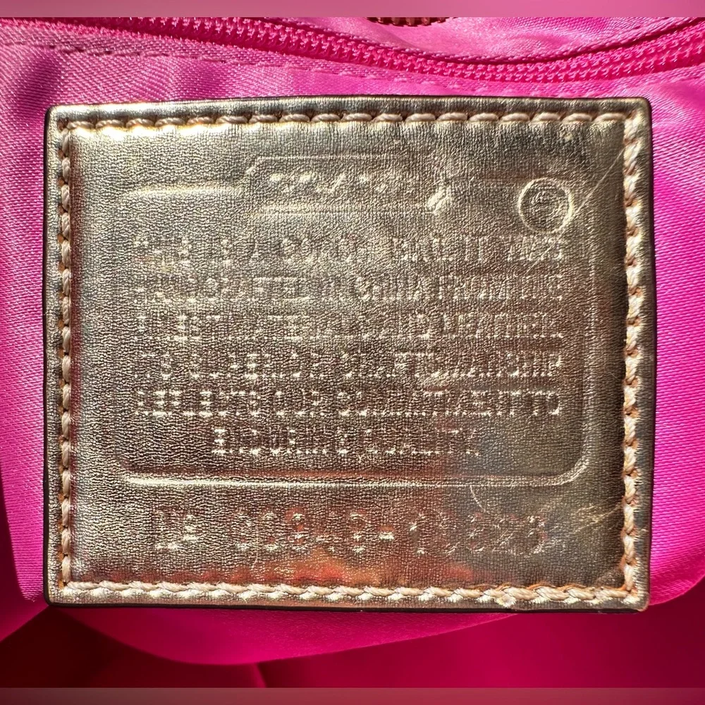 Coach Poppy OP Art Signature Jacquard Leather Orange/pink Tote Shoulder Bag - Picture 8 of 16